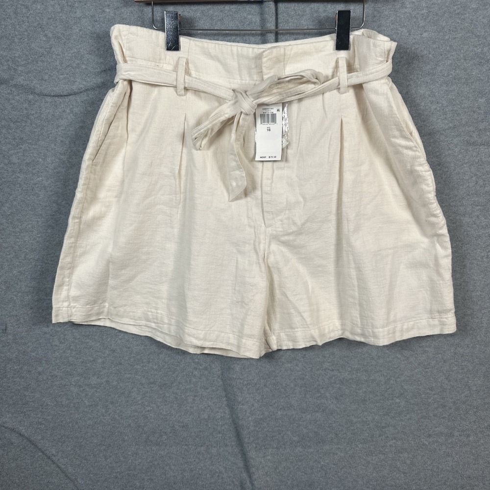 Lauren Ralph Lauren Women's Cotton Belted Shorts 16 Winter Cream White NWT